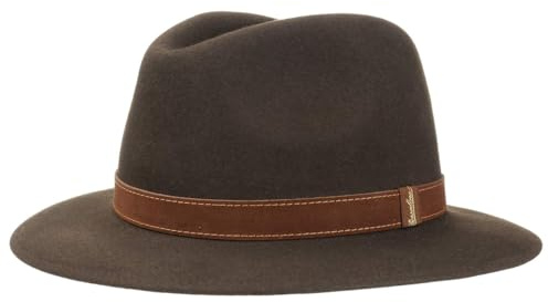 Borsalino Traveller Marrone Hut Travellerhut Haarfilzhut Filzhut Herrenhut Damen/Herren - Made in Italy Fedora Reisehut mit Lederband Frühling-Sommer Herbst-Winter Frühjahr Sommer Herbst Winter - 62