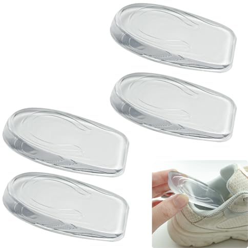 BMZXCH 2 Pares Talonera Taloneras Silicona Almohadill Transparente Fascitis Plantar Plantillas Elevadoras Gel Espolon de Aumento de Altura, Alzas para Zapatos Mujer Hombres (1 CM)