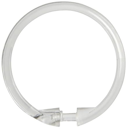 Kenney KN61218 Rust-Proof Smooth Plastic Shower Curtain Rings for Shower Curtain and Standard Shower Curtain Rod, Bathroom Use, Easy to Snap Closure, Easy to Install, Set of 12, Clear