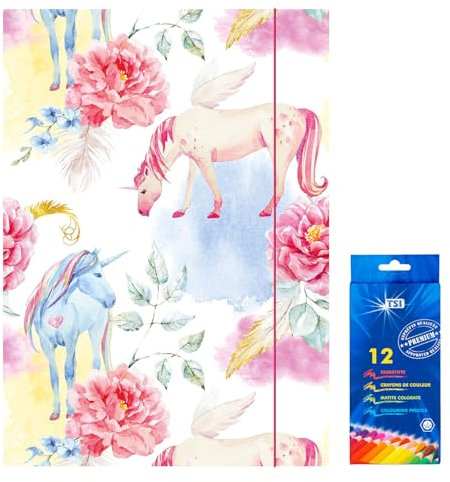 ZeichenmappeEinhorn für DIN A3 inkl. 12er Pack Buntstifte