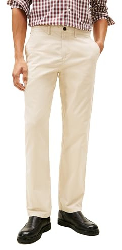 Tommy Hilfiger Mens Stretch Chino in Custom Fit Casual Pants, Sand Khaki, 36W x 32L US