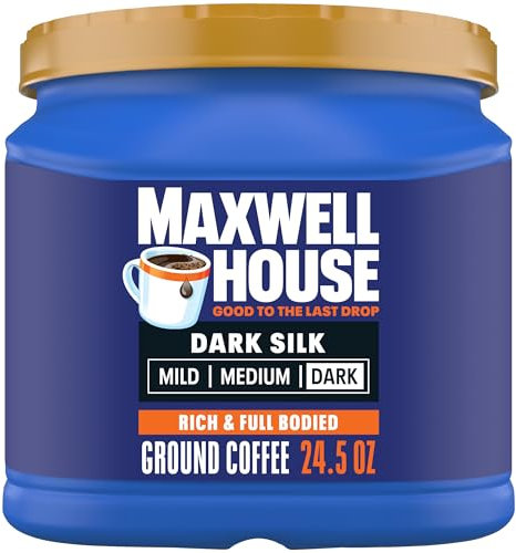Maxwell House Dark Silk - Café molido tostado oscuro, recipiente de 24 onzas