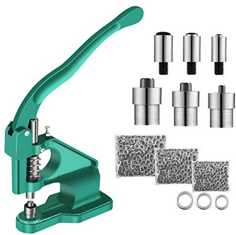 Ejoyous Juego de alicates para ojales, remachadora, máquina de remache, con 3 y 1500 ojales para decoración de manualidades, cortina, bolsa de ropa de 6/10/12 mm