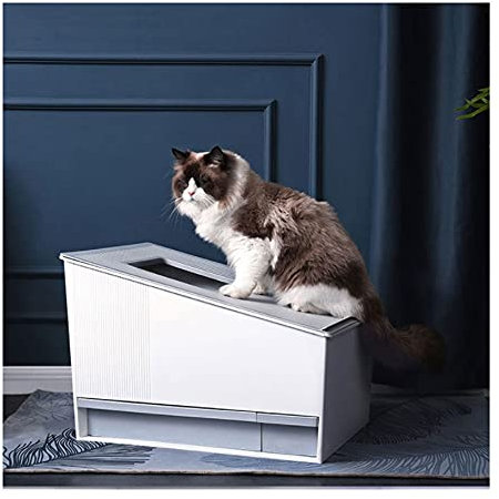 Maison de Toilette Chat Toilette auto-nettoyante intelligente Toilette automatique Désodorisation et pelleteuse d'excréments Catter Cochez la boîte de litière de chat semi-fermé Toilette Chat ( Color