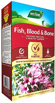 1.5kg Fish, Blood & Bone Natural Fertiliser - Natural All Purpose Fertiliser Ready to Use, Ideal for fast growing flowers, fruits and vegetables.