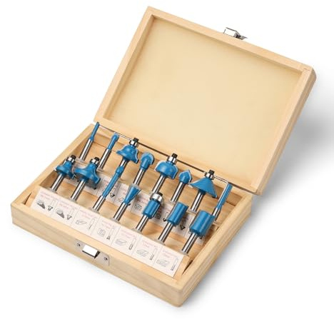 Genmitsu 15 pezzi 1/4 pollice gambo fresa set, utensili per lavorazione del legno per rifiniture, scanalature e trattamento dei bordi, fai da te, incisione macchina CNC, con custodia per il trasporto