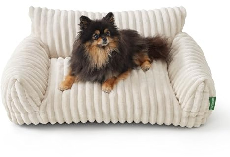 FWERDG Cute Couch Bed for Pets, Supportive Cat Sofa for Indoor Cats, Small Dog Sofa Bed for Small Dogs, Cream, 24 inches