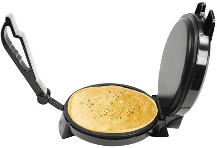 Crepiera Pressa Roti Maker, 1200W elettrico Tortilla Chapati, Portatile Crepes Macchina, Diametro 26 cm per pancake, omelette, prosciutto di palato