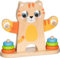 goki 58344 - Balancierwaage Kater Carlo aus Holz, Kinderwaage mit Katzenmotiv und 6 bunten Gewichten, ideal zum verstehen von Gewicht und Gleichgewicht, 20cm x 8cm x 23cm, 7er Set, ab 2 Jahre