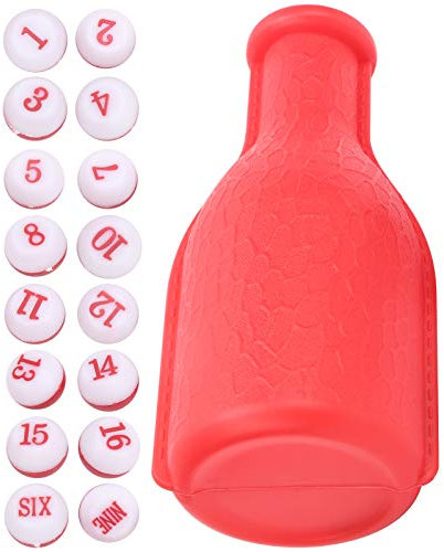 Billardwürfel, mit Shaker-Flasche, 16 Stück, Gummi-Billard-Spielwerkzeug, Nummerierte Würfel, Unterhaltungswürfel für Familienbars, Clubs (Rot)