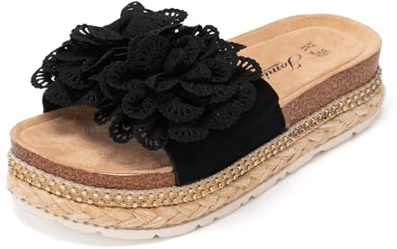 JOMIX Sandali Estivi Donna con Zeppa Ciabatte Eleganti da Mare Spiaggia Pantofole con Tacco Comode Moda Estate Nero 36