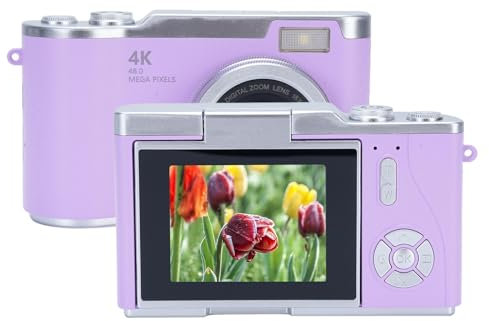 4K Digitalkamera für Fotografie, 2,4 Zoll HD Flip Bildschirm Autofokus 48MP 8X Zoom Flash Anti Shake Vlogging Kamera für YouTube, 128 GB 800mAh Batterie Kompakte Reisekamera für