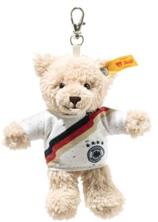 Steiff Ben Teddy Bear cuddly toy DFB pendant, cute stuffed toy with plastic eyes, children, boys & girls, Friends, plush animal 12 cm, beige, 988844