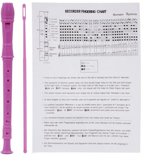 träblåsinstrument 8-håls nybörjarflöjt med stång Sopranblockflöjt Klarinett Tysk diskantflöjt träblåsinstrument(Rose Red)