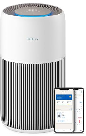 Purificador de aire Philips Serie 2200, HEPA NanoProtect + Filtro de carbón activo, CADR 400m³/h para 104m², Personas alérgicas, Ultra silencioso, Filtro inteligente y duradero (AC2210/10)