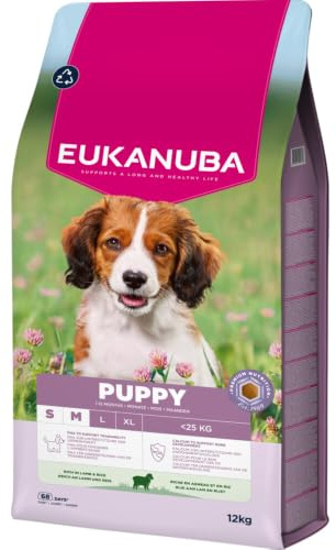 Eukanuba, alimento para Cachorros con Cordero y arroz para Razas pequeñas y Medianas - Alimento seco Premium para Perros Junior, 12 kg