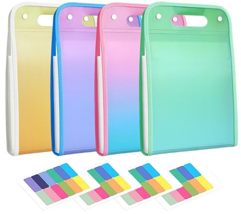 Cartella portadocumenti a colori estraibile, 4 pezzi, organizer impermeabile per carta A4, ricevute, studenti, insegnanti, organizzazione scolastica