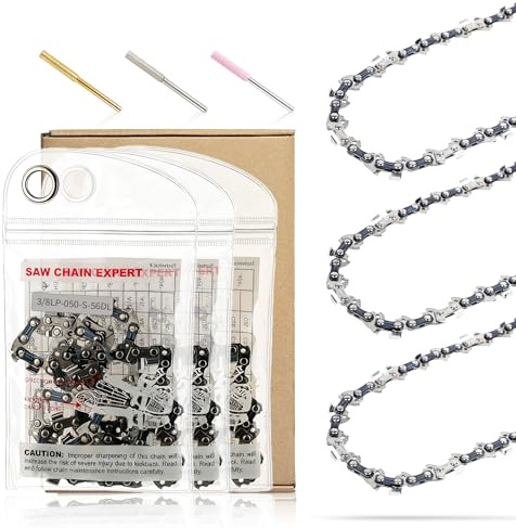 kefflum 3er-Pack Sägekette 40cm (15.7 in) 3/8 LP 1.3mm 56 TG Kettensäge Kette für Elektro, Sägekette Kompatibel mit Makita, Einhell, Bosch, Black & Decker, Dolmar, Oregon und mehr