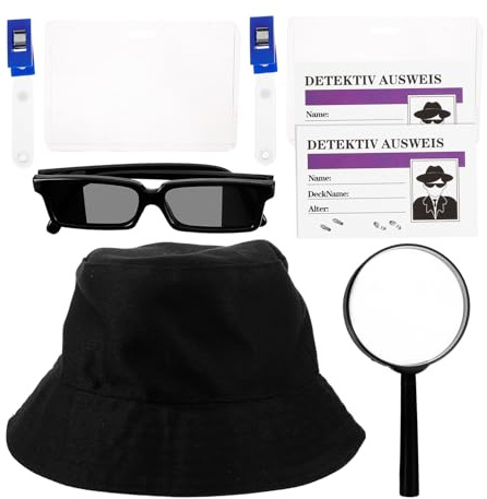 Toyvian Kit Gioco di Ruolo Detective Halloween Occhiali e Cappello, Accessori per Costume e Forniture Cosplay per Feste a Tema Detective