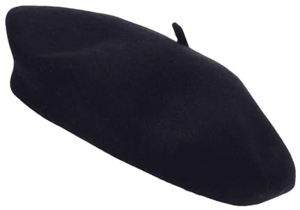 Trendy Lane Wool French Beret – Plain Colour Soft Warm Classic Artist Hat for Men & Women (1P, Black)