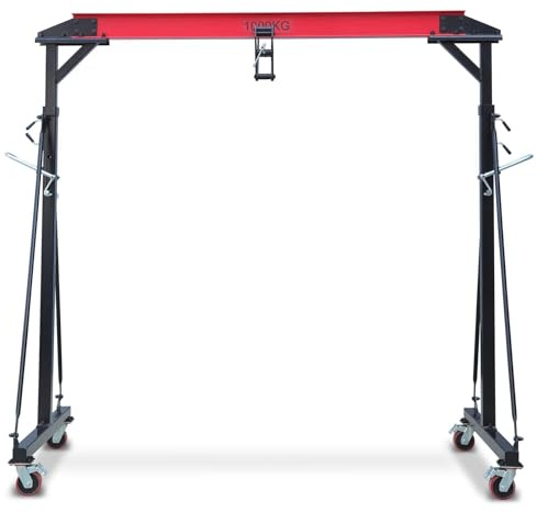 Gantry Crane - 2200LBS Capacity, Portable Lift Hoist with 360° Locking Wheels, Adjustable Height 96.5–143.7, Heavy Duty Steel Frame for Garage, Workshop, Factory