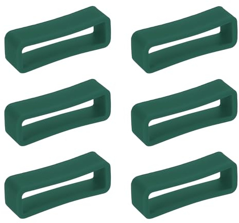 QUARKZMAN 6pcs Boucles De Bracelet De Montre 18mm Silicone Gardien De Bracelet De Montre Remplacement Attache De Bracelet Retenue Anneaux De Fixation De Bracelet De Montre, Vert Foncé