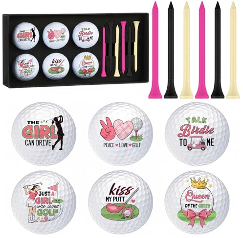 PIUFAM 6Pcs Pink Funny Golf Balls Set for Her, Women, Gift for Golfer, Practice Golf Balls for Women, Birthday Golfer Gift Set for Golf Lover, Friend Coworkers Wife, Gift for Holiday