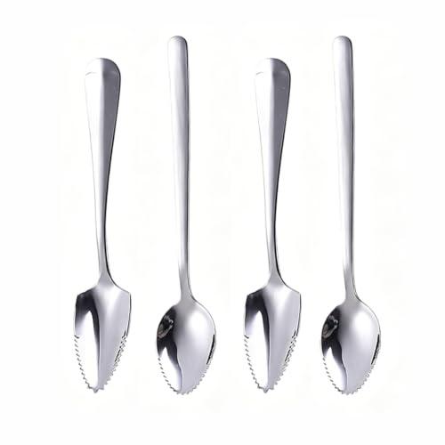 4 cucharas de kiwi de acero inoxidable, 2 cucharadas de hielo 410 y 2 cucharadas de postre 304, cuchara dentada para kiwi, utensilios de cocina prácticos para frutas y postres