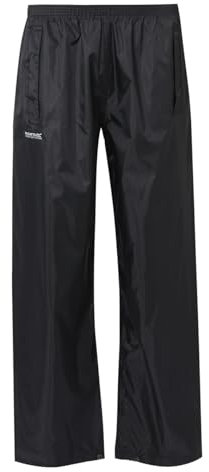 Regatta Pack-it Waterproof Overtrousers Men, for Hiking, Cycling, Walking, Motorbike - Outdoor Lightweight Men's Outdoor Rainproof Bottoms, with Elastic Waist - Water Repellent & Breathable Black