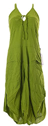 Vishes - Alternative Bekleidung - Lagenlook Ballonkleid mit verstellbaren Trägern lindgrün-hellgrün 42