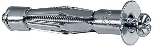 fischer HM 5 x 52 S - Hohlraum-Metalldübel mit Schrauben zum Befestigen zur Befestigung von Bildern, Gardinenschienen in Plattenbaustoffen - 50 Stück - Art.-Nr. 519774