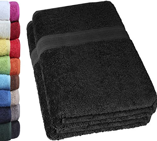 NatureMark 2er Pack DUSCHTÜCHER Premium Qualität 70x140cm DUSCHTUCH Dusch-Handtuch Doppelpack Farbe: Schwarz