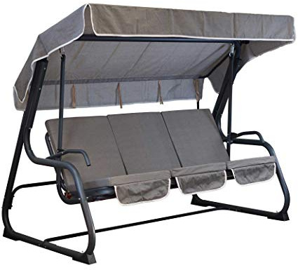 TECNOWEB Cuscini per Dondolo 4 posti Sfoderabile - Incluso Anche Il tettuccio Coordinato - 100% Made in Italy - Ideale per Esterni (Giardini e Cortili) - Telaio Non Incluso