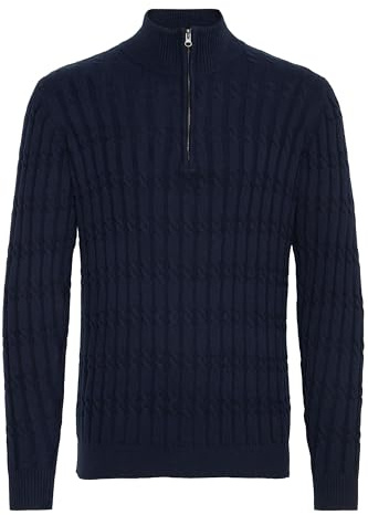 Indicode IDPaulo Homme Pull Troyer Pull en Maille épaisse avec col Troyer 100% Coton Regular Fit, Taille:XL, Couleur:Navy (400)