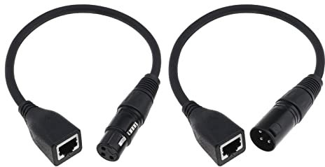 EMSea XLR-3-polige Buchse und Stecker auf RJ45-Buchse, Adapter, Konverter, Verlängerungskabel, XLR-Adapterkabel, LED-Controller, Konverterkabel, 30 cm, 2 Stück