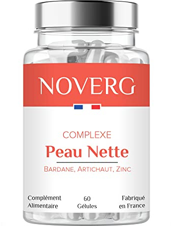 Peau Nette | Combat les Imperfections, l'Acné, les Points Noirs et les Infections de la Peau | Bardane, Artichaut, Zinc | Vegan | 60 Gélules | Cure de 30 Jours | Fabriqué en France