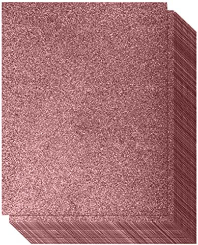 Rose Gold Glitter Cardstock - One-sided - Non-Adhesive - 20 Pack - 8.5 x 11 Inches - Premium Glittery Sheets for DIY Crafts, Art Projects, Gift Box Wrapping – Rose Gold Sparkling Paper | 250GSM