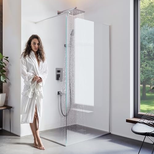 BIJON Duschwand Glas 30 x 200 cm Duschabtrennung Glas 8 mm ESG Duschtrennwand, Duschglaswand, Glaswand-Dusche Walk-in Dusche, Glastrennwand, Nano - Lotuseffekt, M1