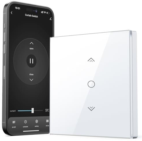 Wlan Rolladenschalter, Etersky Smart Rolladen Zeitschaltuhr mit Prozentfunktion, App Steuerbar und kompatibel mit Alexa/Google Home