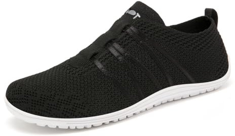 Merdoo Barfußschuhe Damen Herren Bequeme Barfuss Schuhe Damen Slip On Sneakers Weich Sportschuhe Leicht Turnschuhe rutschfest Laufschuhe Atmungsaktiv Barfussschuhe Walkingschuhe Unisex Schwarz 42EU