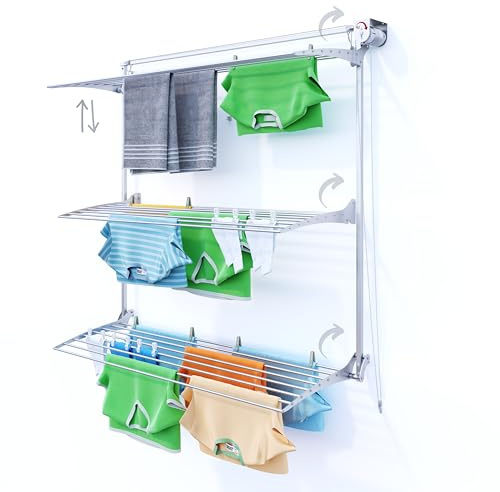Foxydry Wall, wall-Mounted Drying Rack, Chain on the Right, 60 in