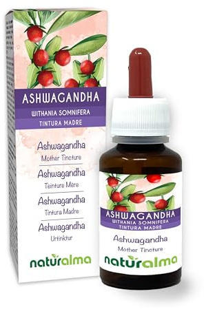 Ashwagandha o Ginseng indio (Withania somnifera) raíces Tintura Madre sin alcohol Naturalma - Extracto líquido gotas 60 ml - Complemento alimenticio - Vegano