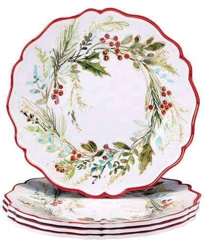 Certified International Christmas Gatherings 11 Melamine Dinner Plates, Set of 4