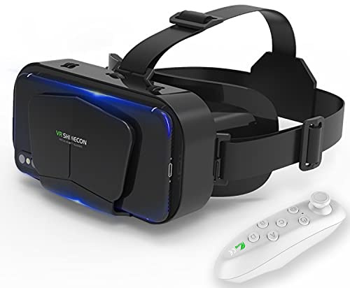 Occhiali VR, Realtà Virtuale 3D, Realtà Virtuale per Film e Giochi 3D, per Smartphone 4.7-7 Pollici [con controller]-Nero