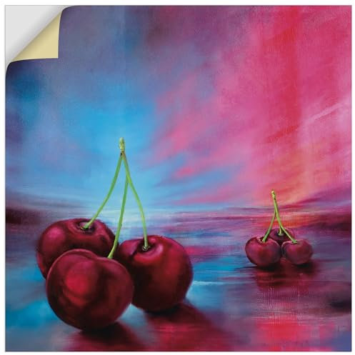 ARTland Wanddeko Wandtattoo selbstklebende Vinylfolie 50x50 cm Essen Lebensmittel Obst Stillleben Kirschen Vintage U5HT
