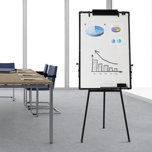 Magnetisk whiteboard med stativ 90 x 60 cm, höjdjusterbar flipchart stativ bärbar torr avtorkbar bräda för skola, kontor och hem