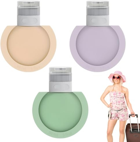 Hogvinnatil Bouteilles de voyage pour articles de toilette, Bouteilles de voyage anti-fuite,Pack de 3 bouteilles vides de voyage | Pots de crèmes de voyage rechargeables à