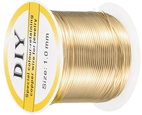 sourcing map 1mm/18 Gauge Copper Wire for Jewelry Making, 1 Roll Craft Tarnish Resistant Beading Wire for Jewelry Making Supplies DIY (Bright Gold)-15m