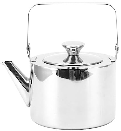 Visslande tekanna i rostfritt stål, bärbar tekanna för spishäll med sil, tekanna i rostfritt stål för alla spishällar, ergonomiskt handtag, brett användningsområde (Stor, 1,5L)