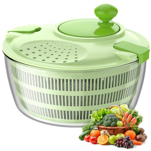 Vihoom Centrifuga Insalata, Grande capacità 4,5L Asciuga Insalata Centrifuga, Kitchen Strizza Insalata con Ciotola e Cestino in Rete, Lava e Asciuga Rapidamente Verdure e Frutta